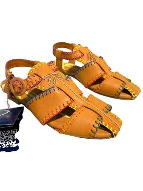 Farm Rio Handmade Palm Sandals Shoes Size 8 New in Box
